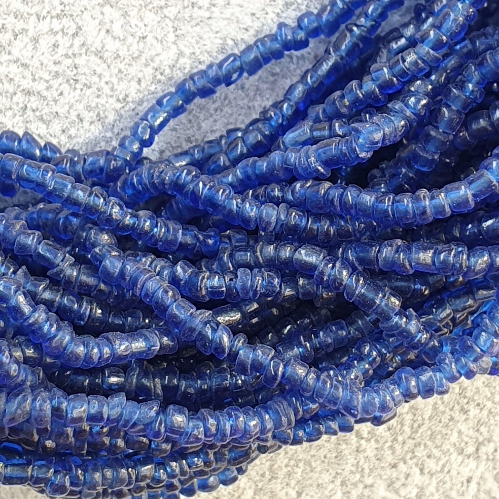 Vintage Tiny Blue Afghan Glass Beads Afghanistan Tribal Jewelry Necklace