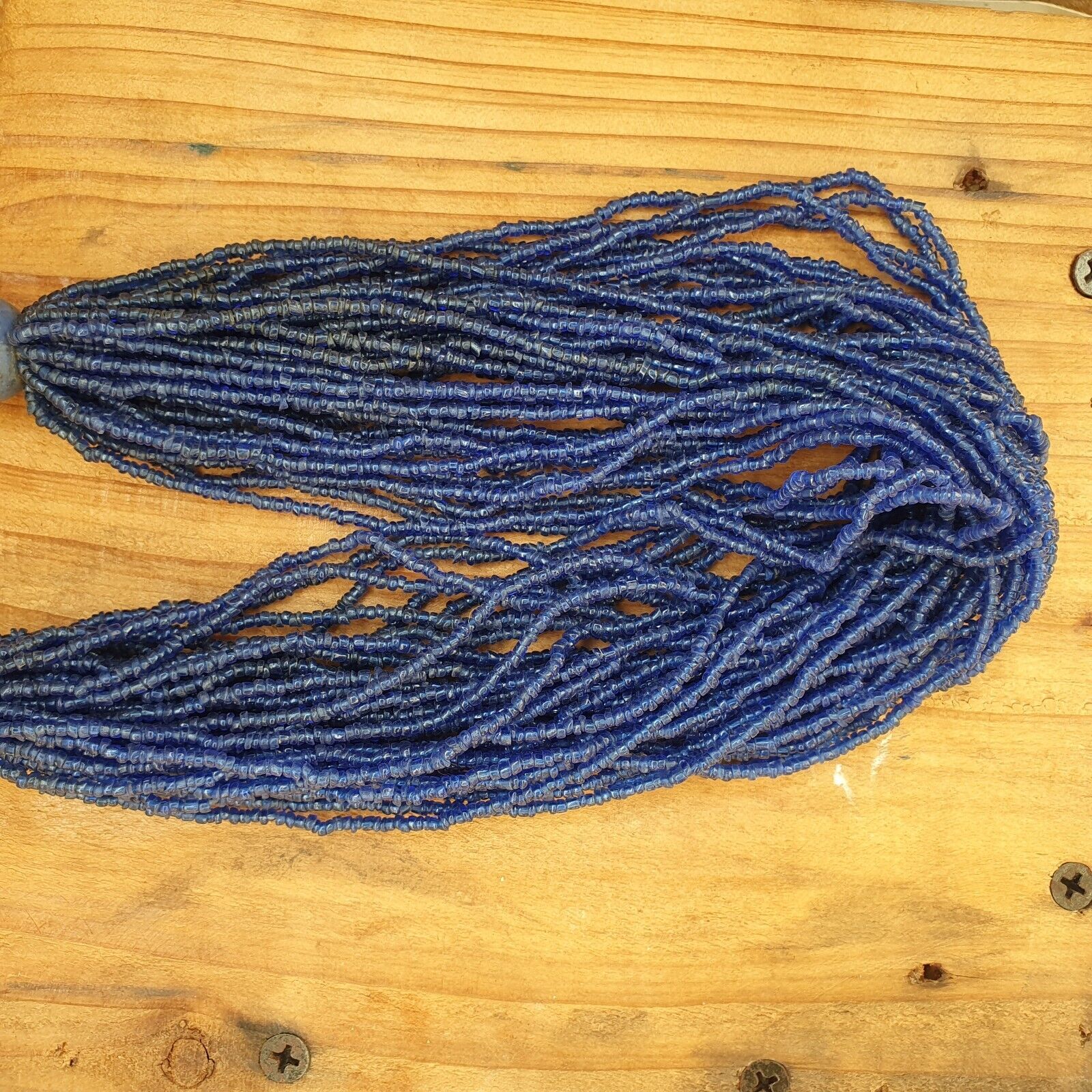 Vintage Tiny Blue Afghan Glass Beads Afghanistan Tribal Jewelry Necklace