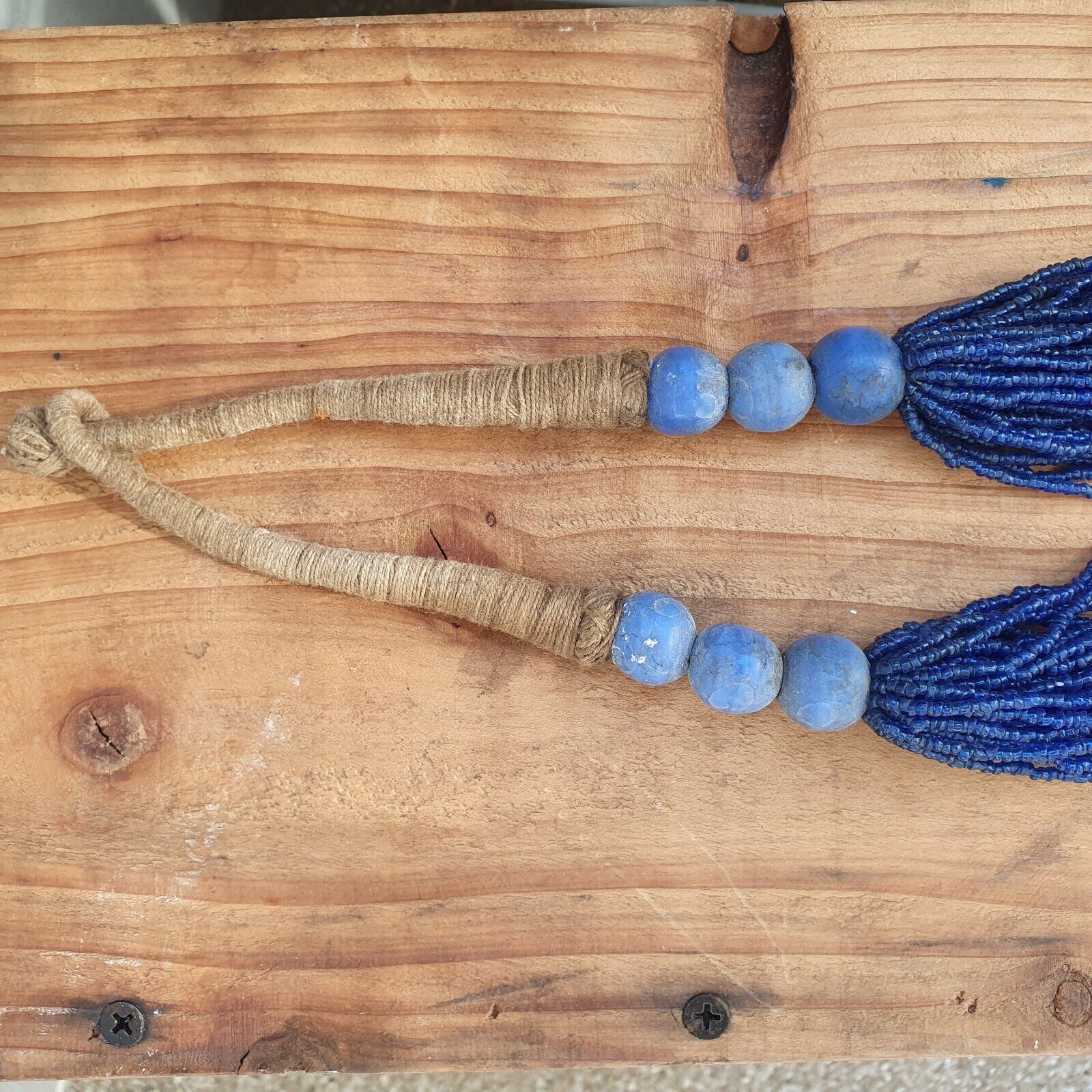 Vintage Tiny Blue Afghan Glass Beads Afghanistan Tribal Jewelry Necklace