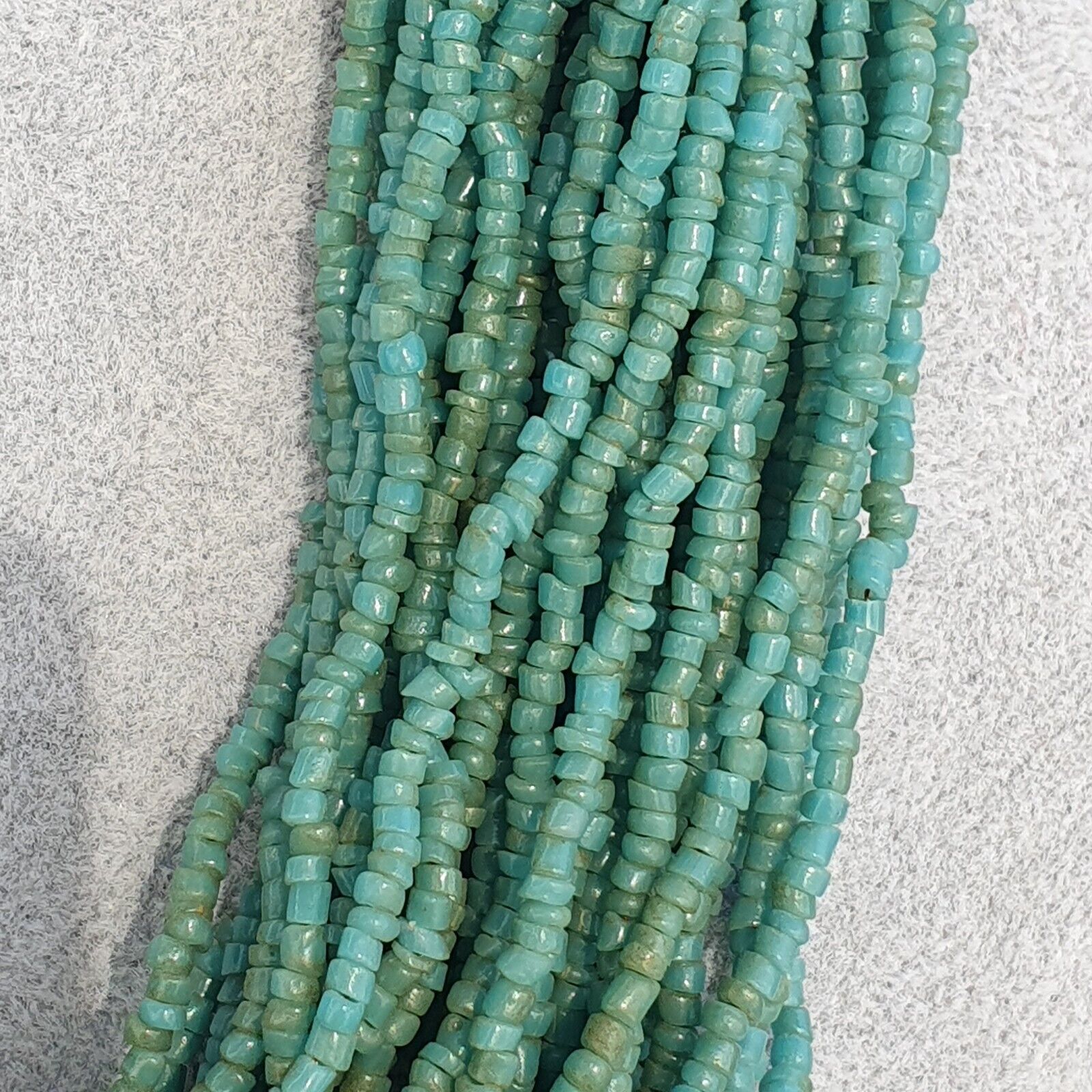 Vintage Tiny Turquoise Blue Glass Beads Afghanistan Tribal Jewelry Necklace