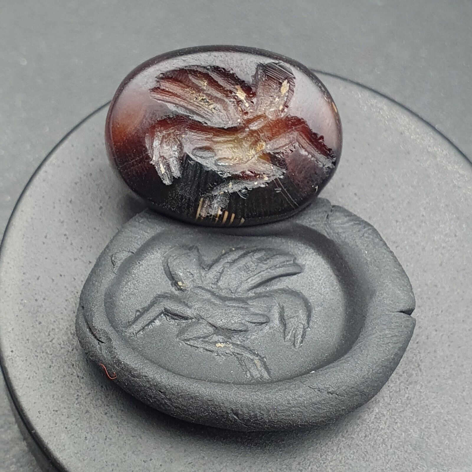 Antique Near Eastern Stamp Seal Mysterious Animal intaglio agate cabochon