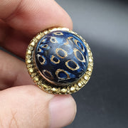 East Oasis Vintage Gabri Mosaic Glass Statement Brass Ring with Mottled Eye Stone