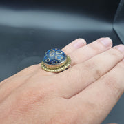 East Oasis Vintage Gabri Mosaic Glass Statement Brass Ring with Mottled Eye Stone