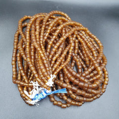 2 Vintage OLD AFRICAN Brown GLASS  Stripes BEADS 7-9MM beads Strand x 2