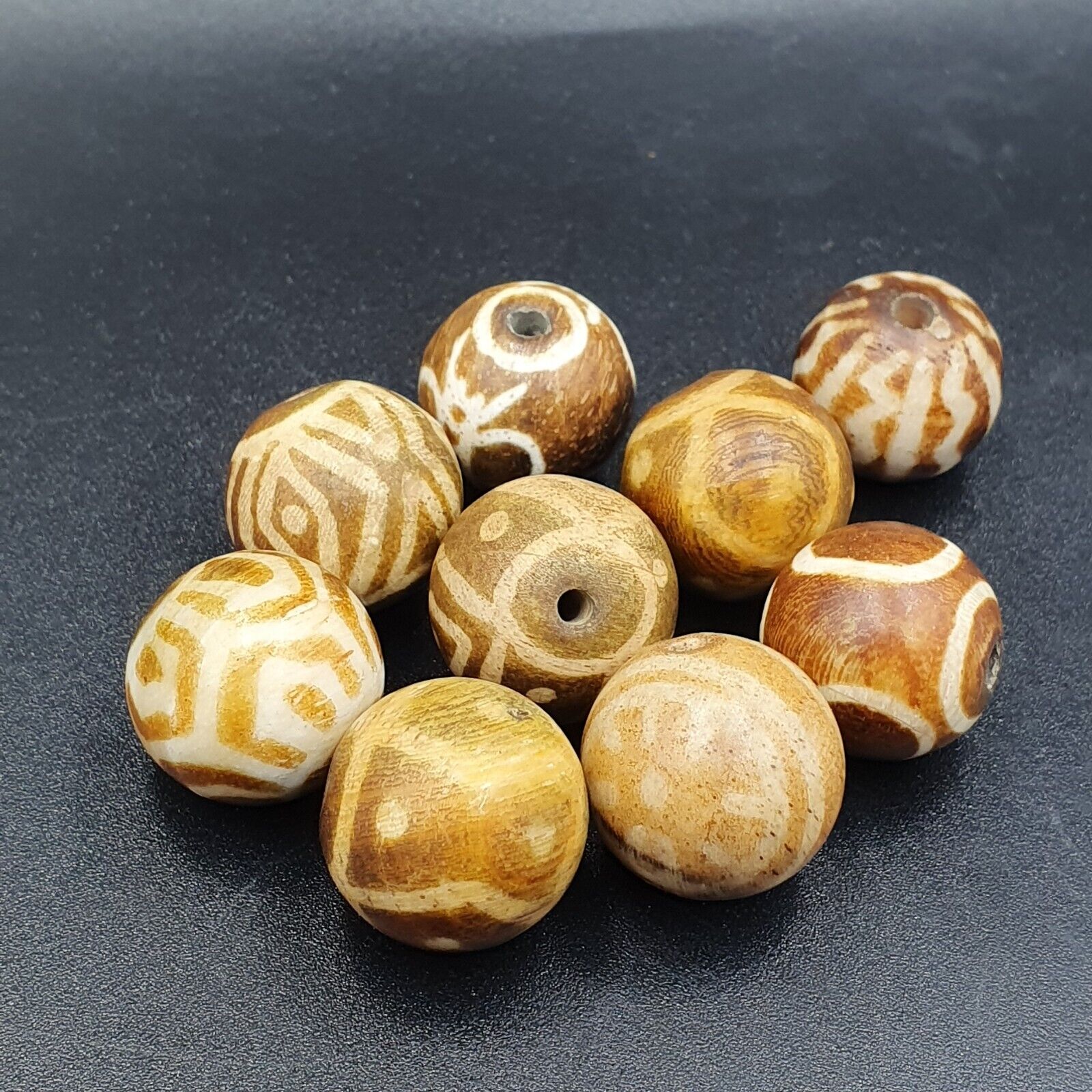 Vintage Pumtek Perlen Lot 9 Perlen 18-19mm Lot#47