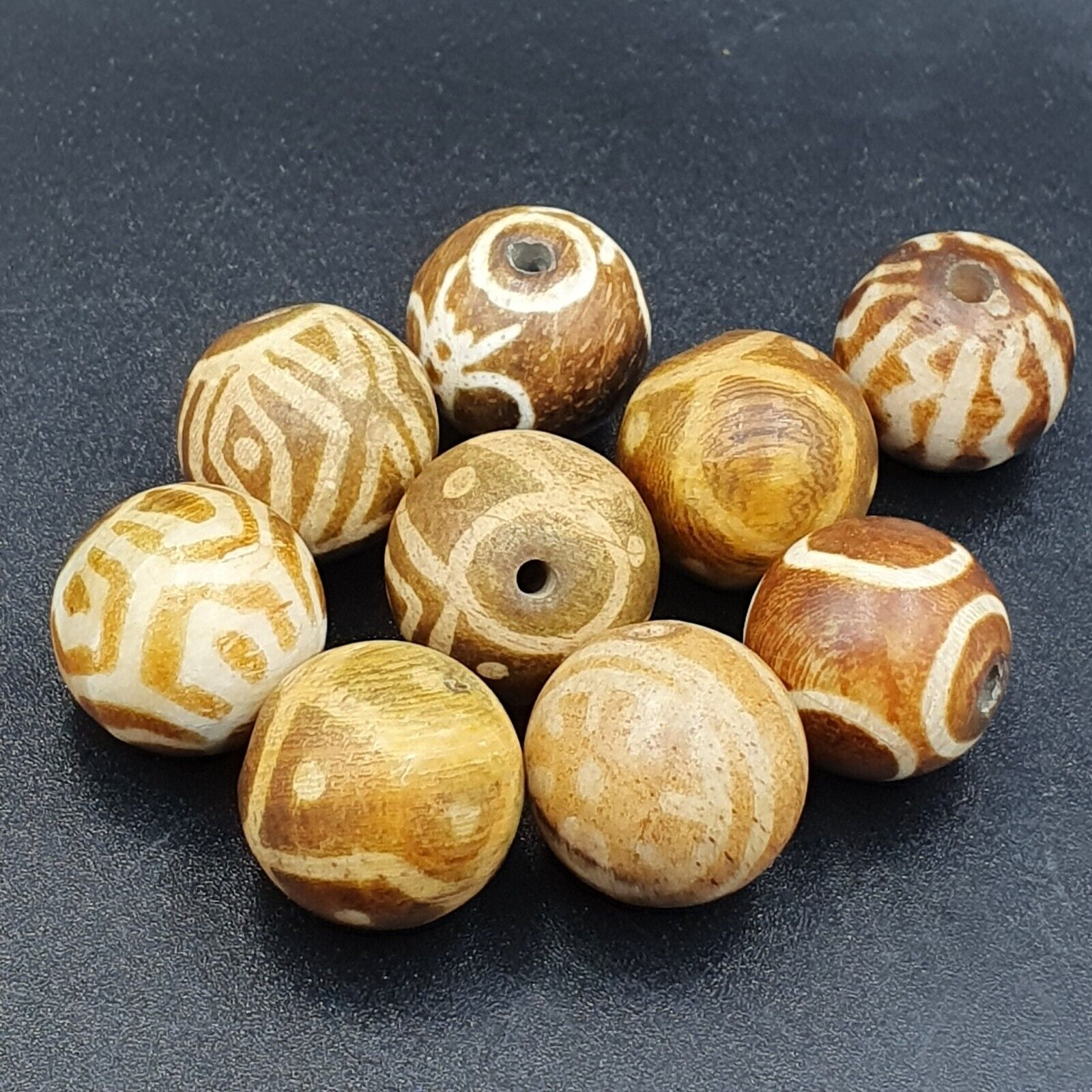 Vintage Pumtek Perlen Lot 9 Perlen 18-19mm Lot#47