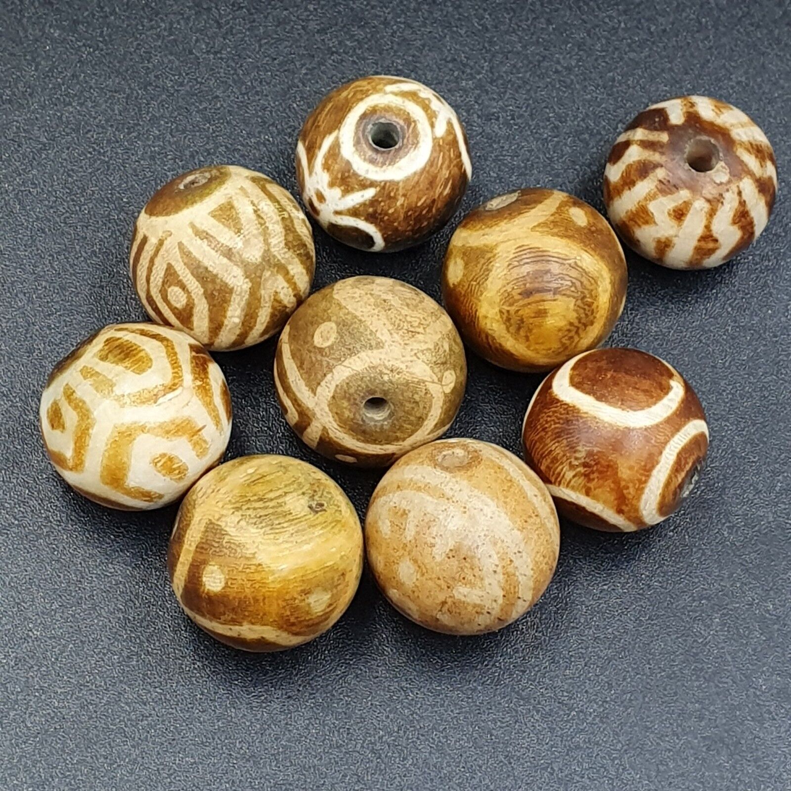Vintage Pumtek Perlen Lot 9 Perlen 18-19mm Lot#47