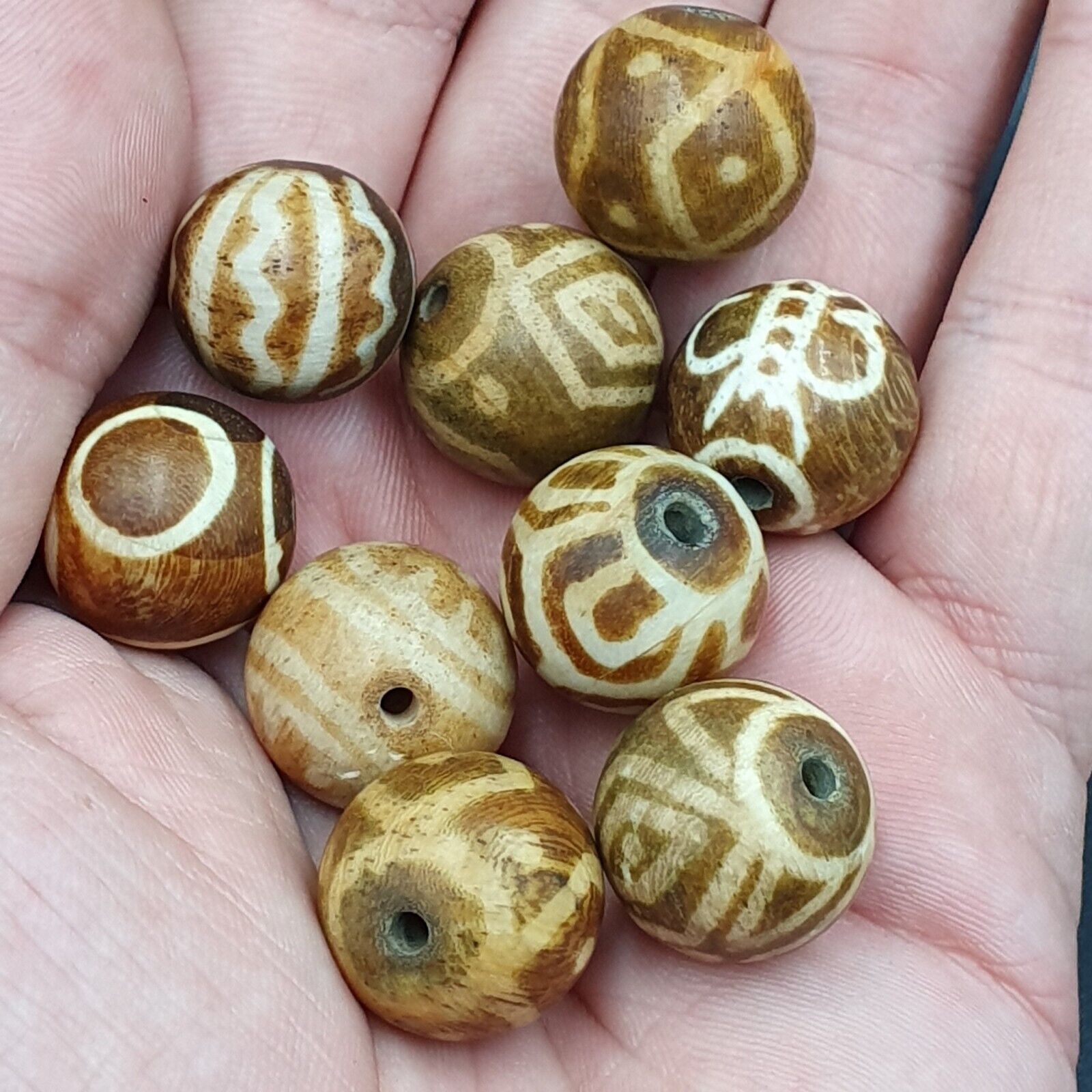 Vintage Pumtek Perlen Lot 9 Perlen 18-19mm Lot#47