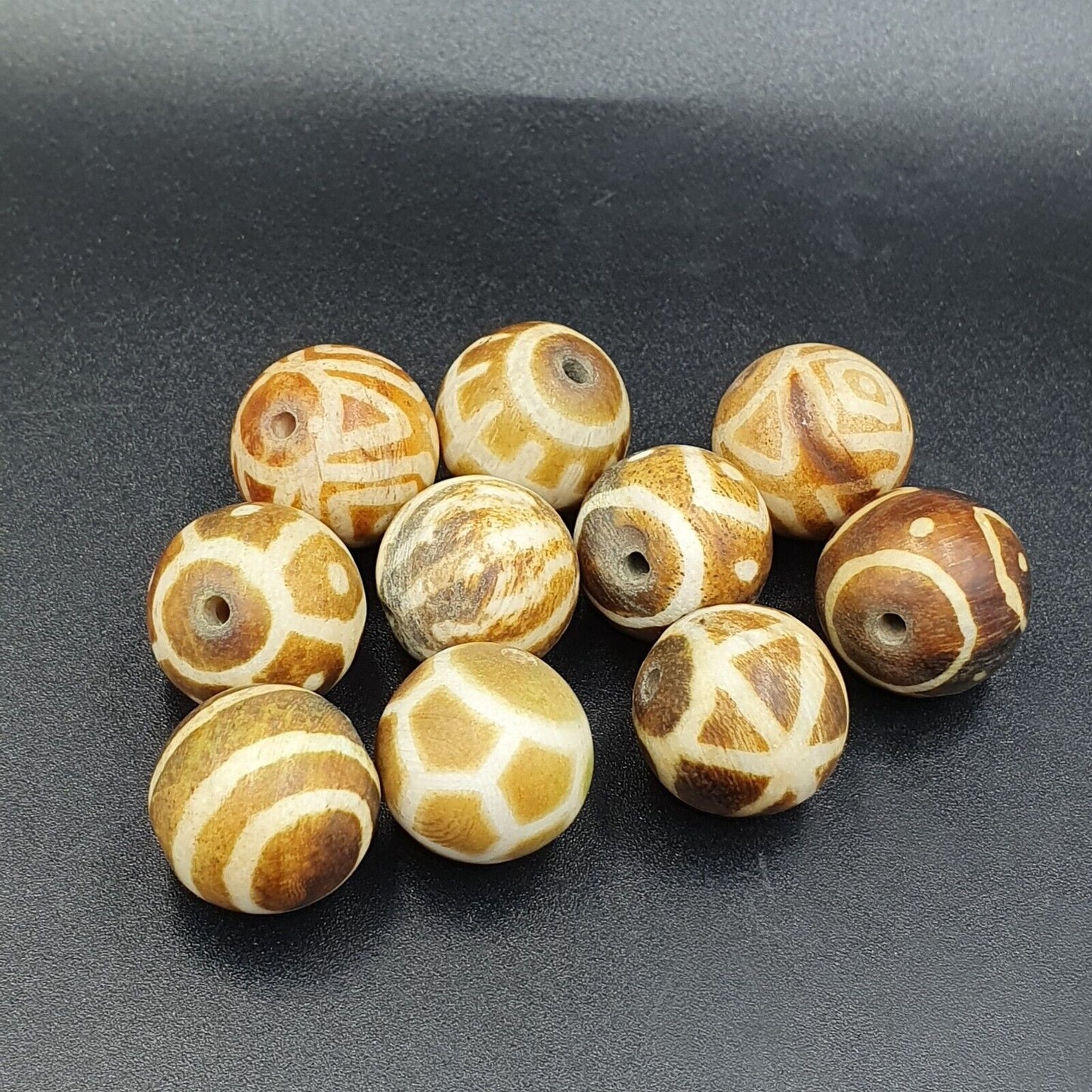 復古 Pumtek 珠子批量 10 顆珠子 18-19 毫米批量#271