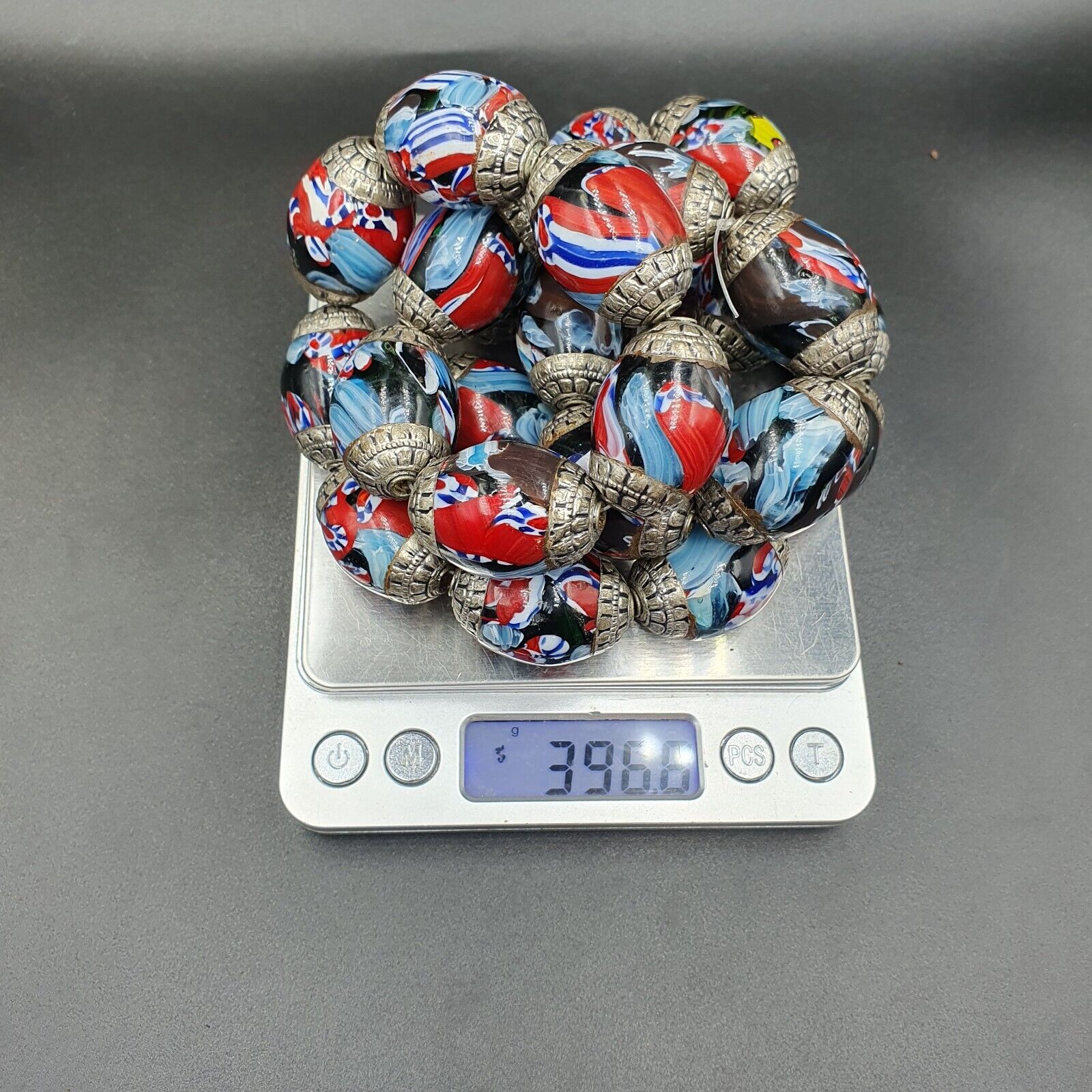 Beautiful Old Tibetan Silver Nepalese Glass Beads Jewelry Necklace