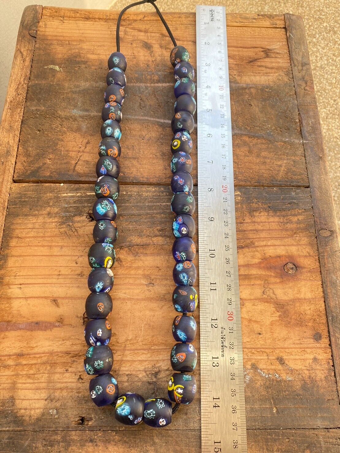 Art Deco Venerano Moretti Blue Mosaic Glass Beads Big hole Beads Donuts
