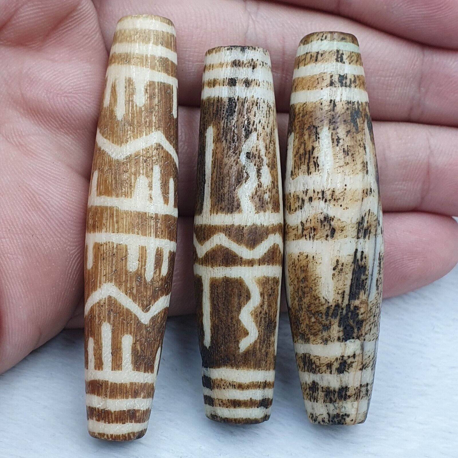 South Asian Burmese Pumtek Beads Late 20th C beads lot