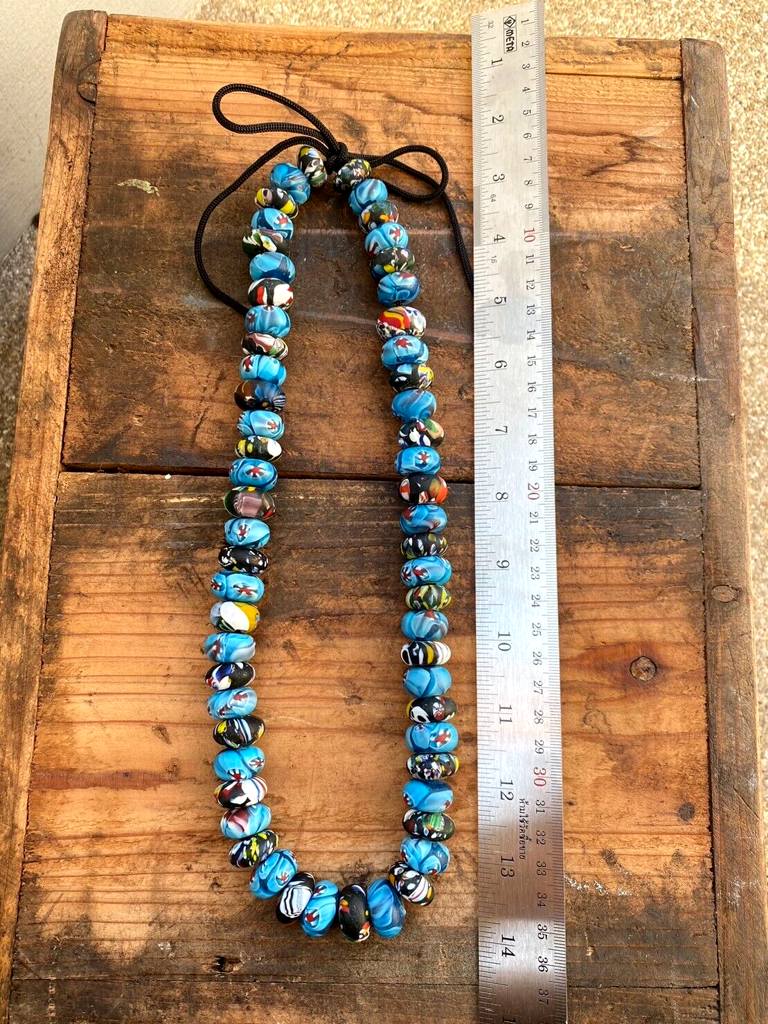 Art Deco Venerano Moretti Blue Mosaic Glass Beads Big hole Beads Donuts