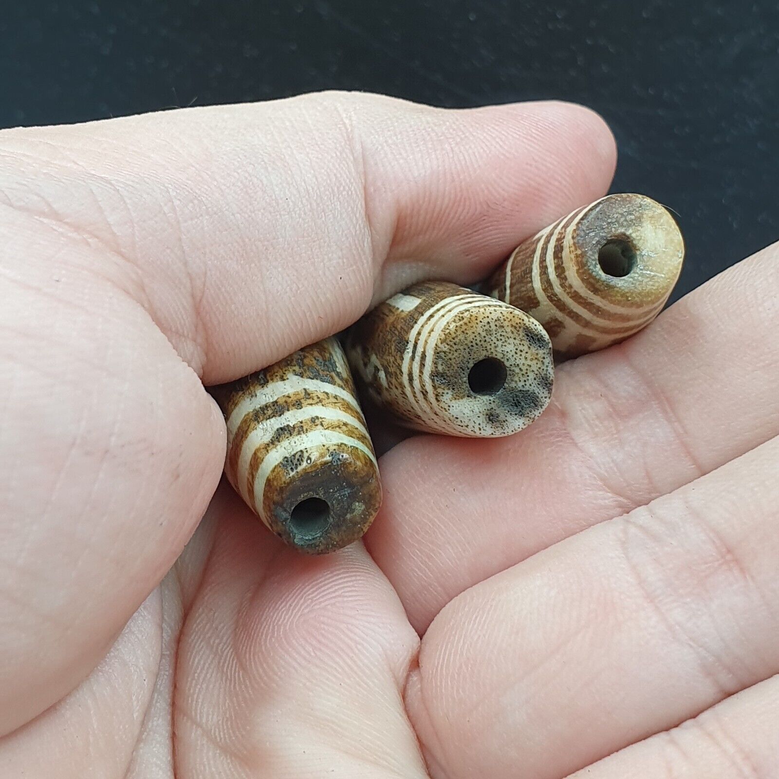 South Asian Burmese Pumtek Beads Late 20th C beads lot