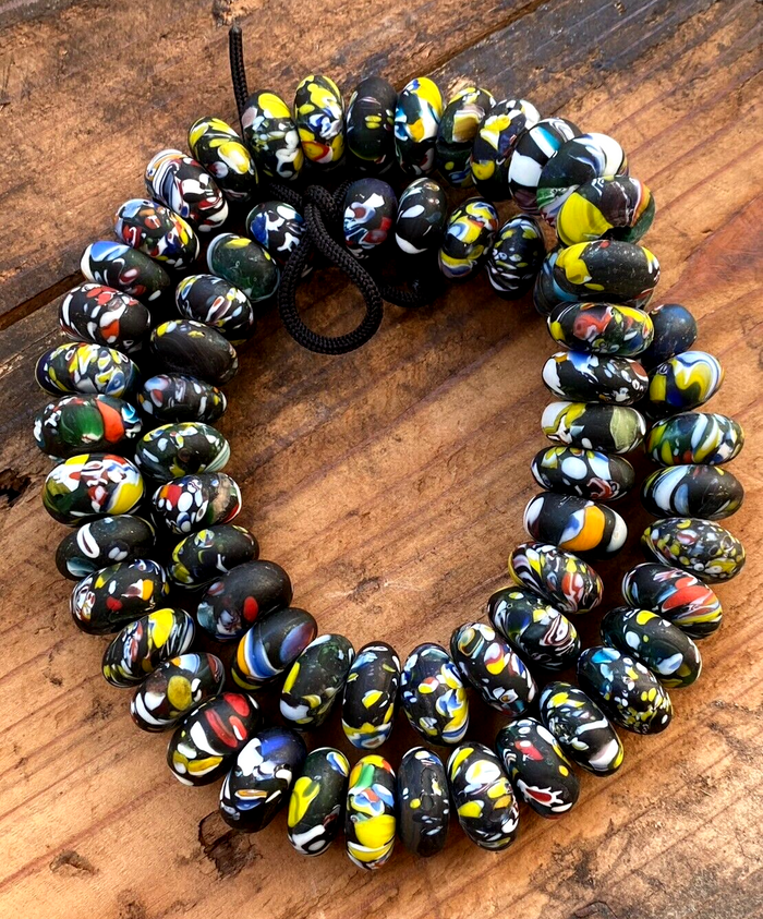 Art Deco Venerano Moretti Mosaic Glass Beads Big Hole Beads Donuts