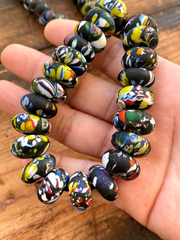 Art Deco Venerano Moretti Mosaic Glass Beads Big hole Beads Donuts