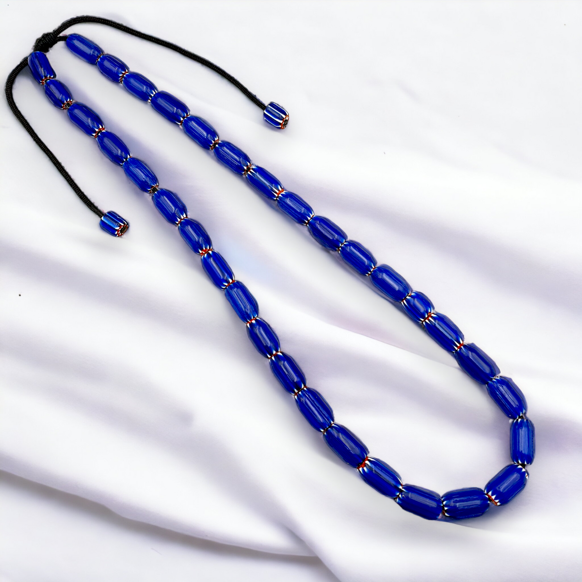 Vintage Old Blue Chevron beads Old African Glass Chevron Beads Necklace 2mm hole