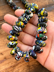 Art Deco Venerano Moretti Mosaic Glass Beads Big hole Beads Donuts
