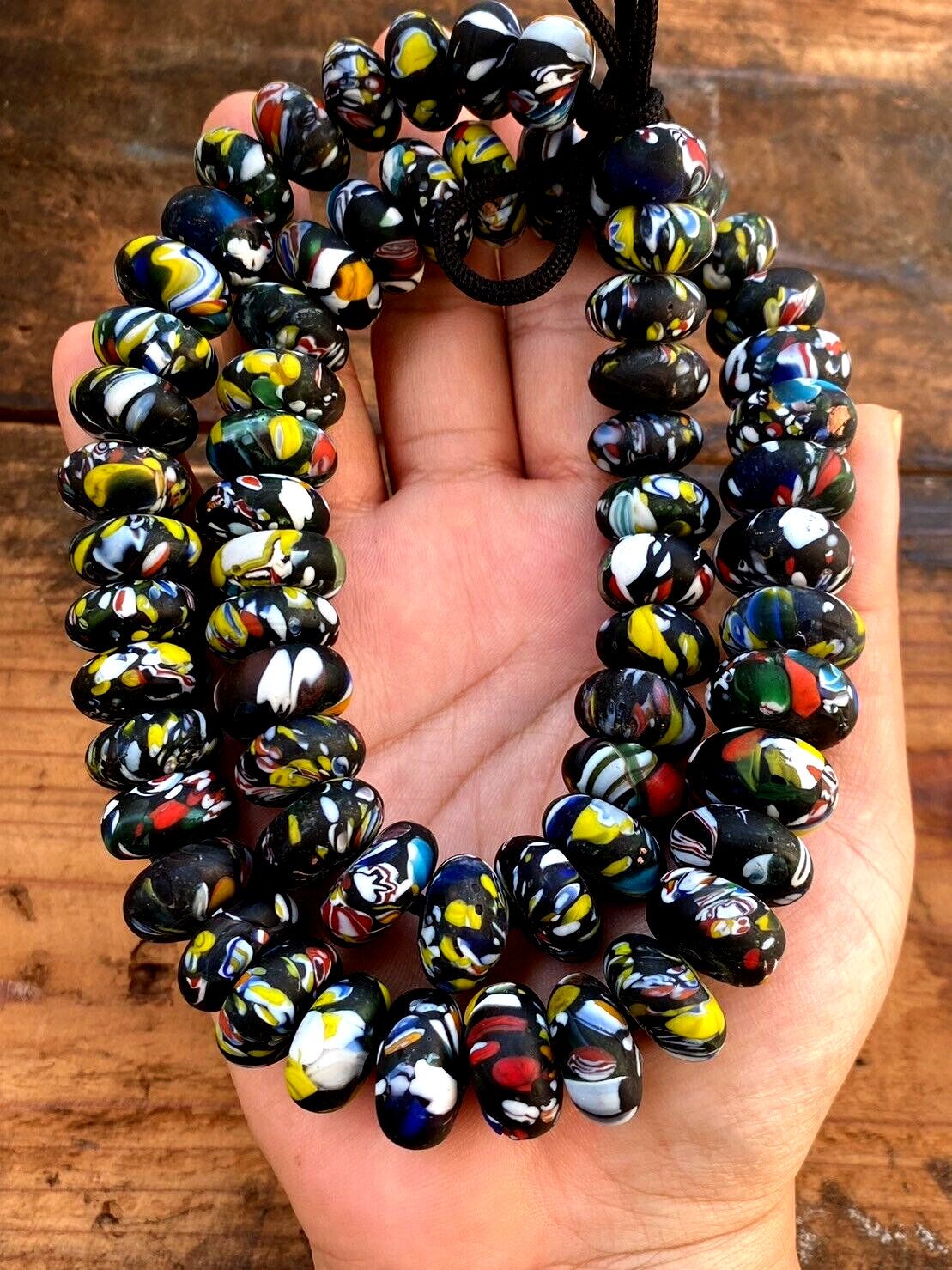 Art Deco Venerano Moretti Mosaic Glass Beads Big hole Beads Donuts