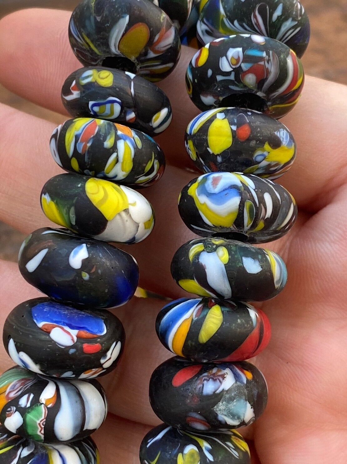 Art Deco Venerano Moretti Mosaic Glass Beads Big hole Beads Donuts