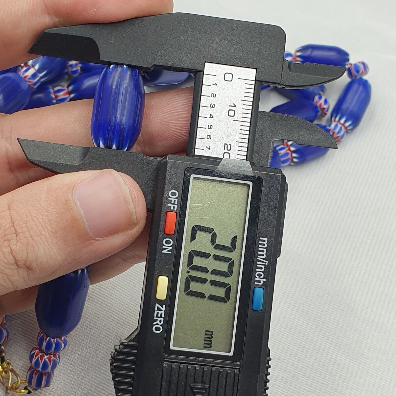 Vintage Old Blue Chevron beads Old African Glass Chevron Beads Necklace 2mm hole