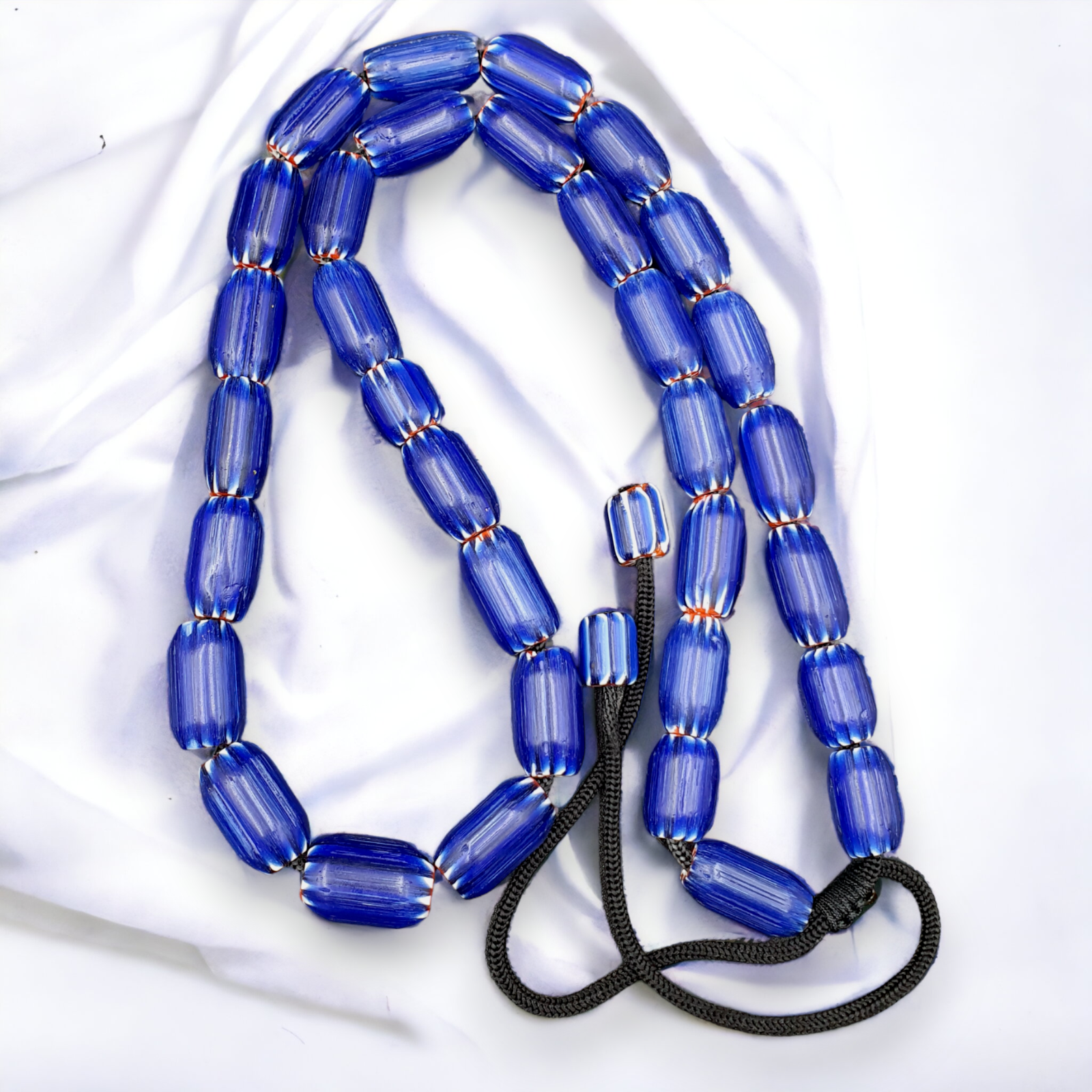 Vintage Old Blue Chevron beads Old African Glass Chevron Beads Necklace 2mm hole