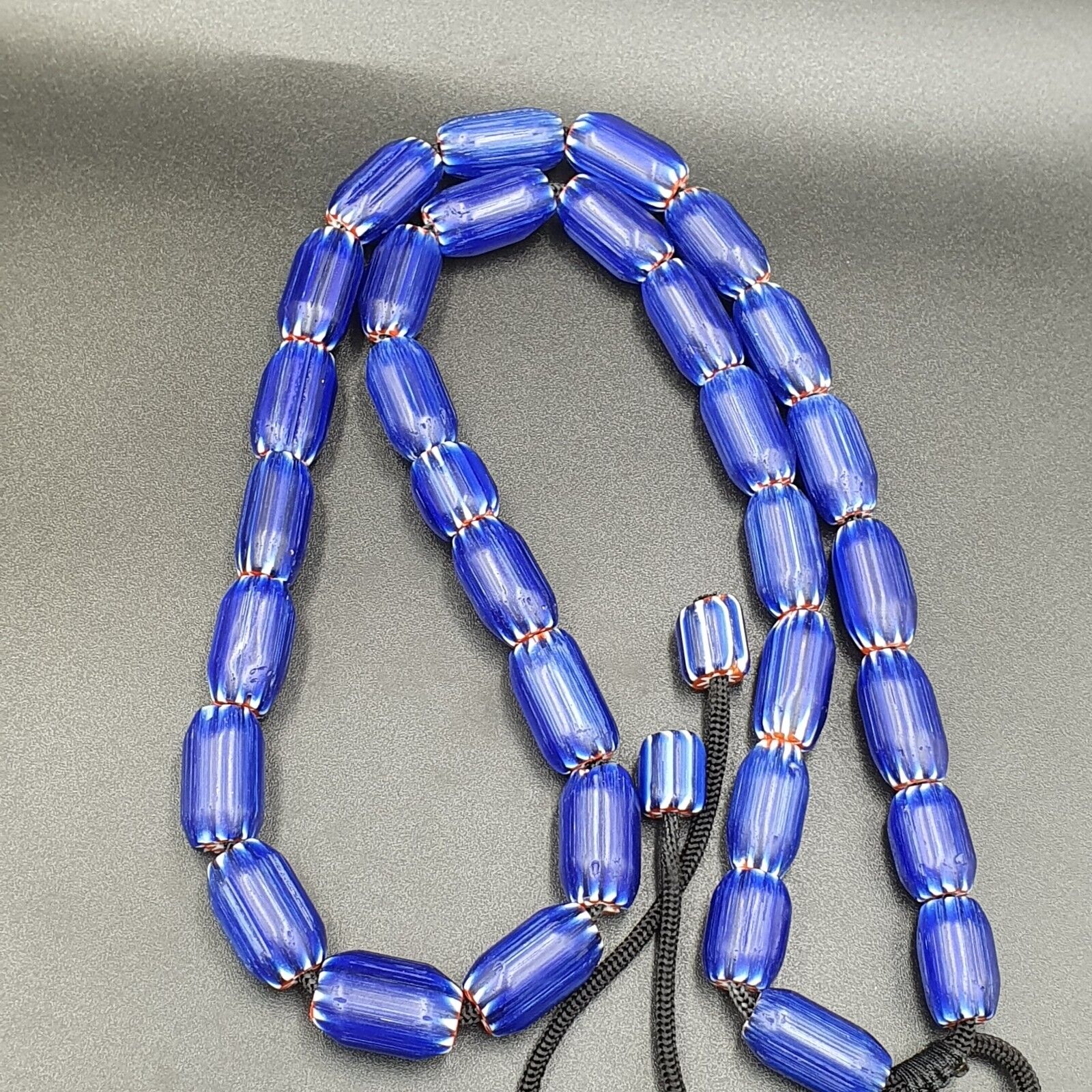 Vintage Old Blue Chevron beads Old African Glass Chevron Beads Necklace 2mm hole
