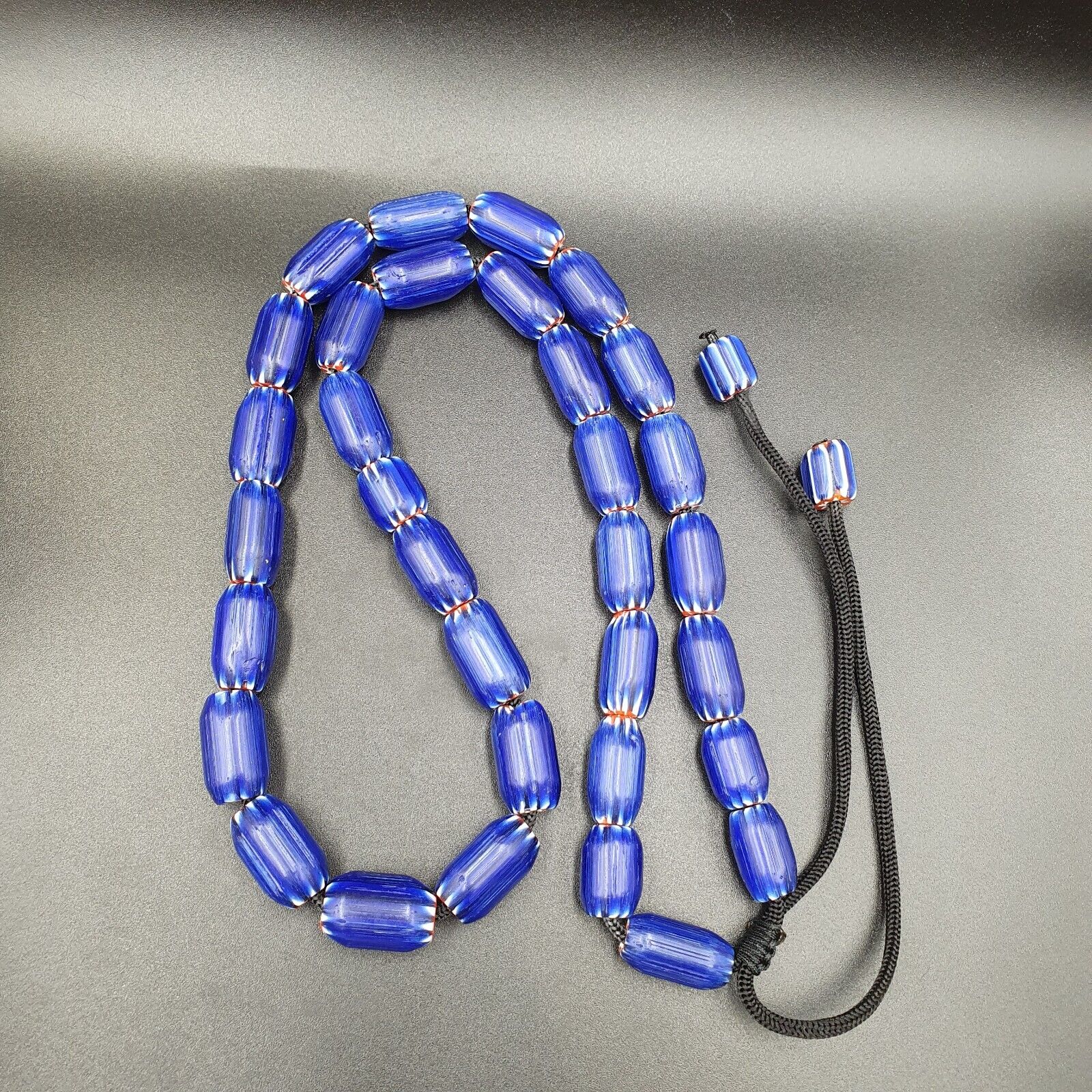 Vintage Old Blue Chevron beads Old African Glass Chevron Beads Necklace 2mm hole