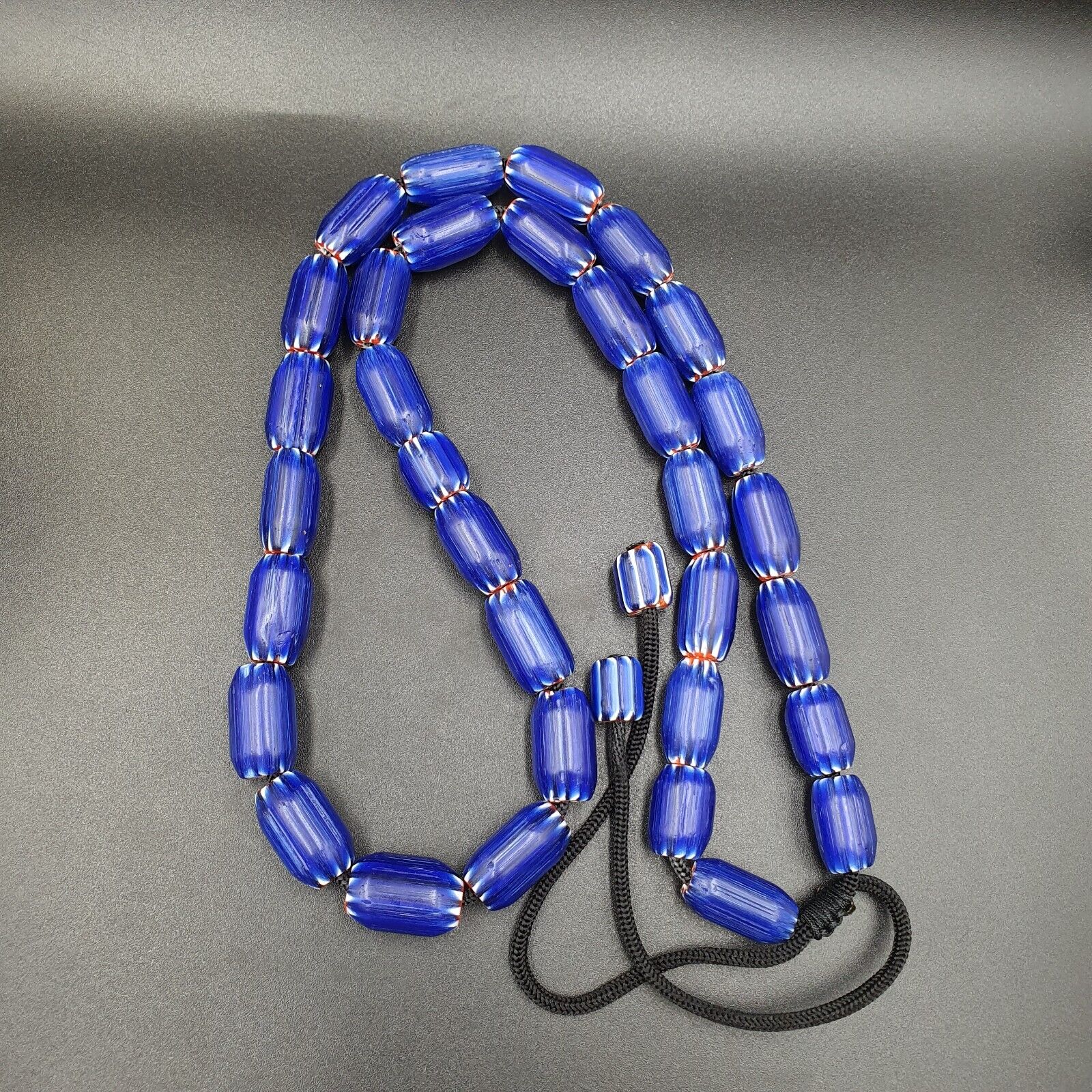 Vintage Old Blue Chevron beads Old African Glass Chevron Beads Necklace 2mm hole