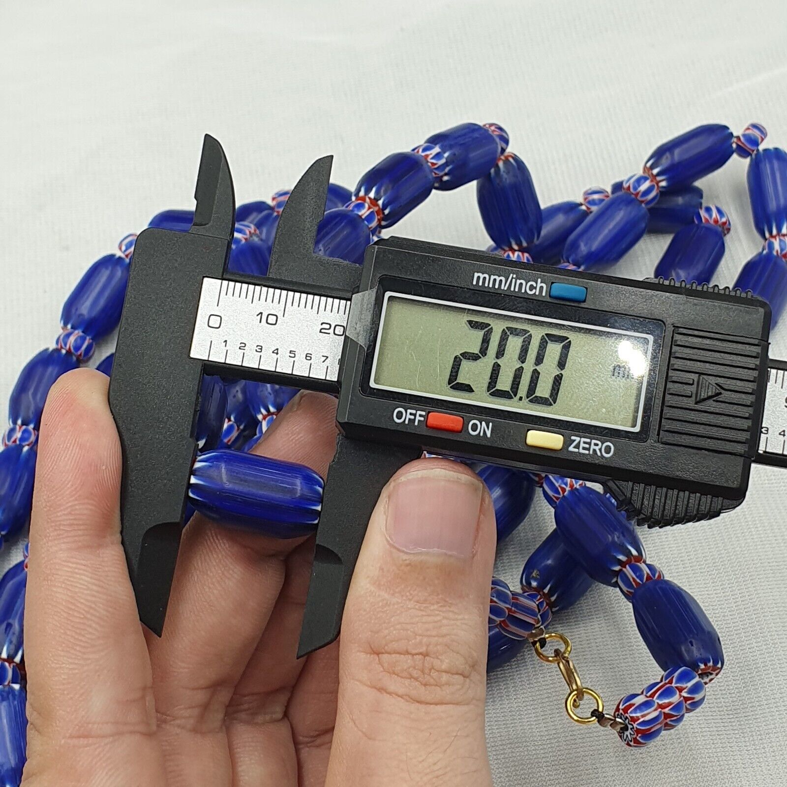 Vintage Old Blue Chevron beads Old African Glass Chevron Beads Necklace 2mm hole