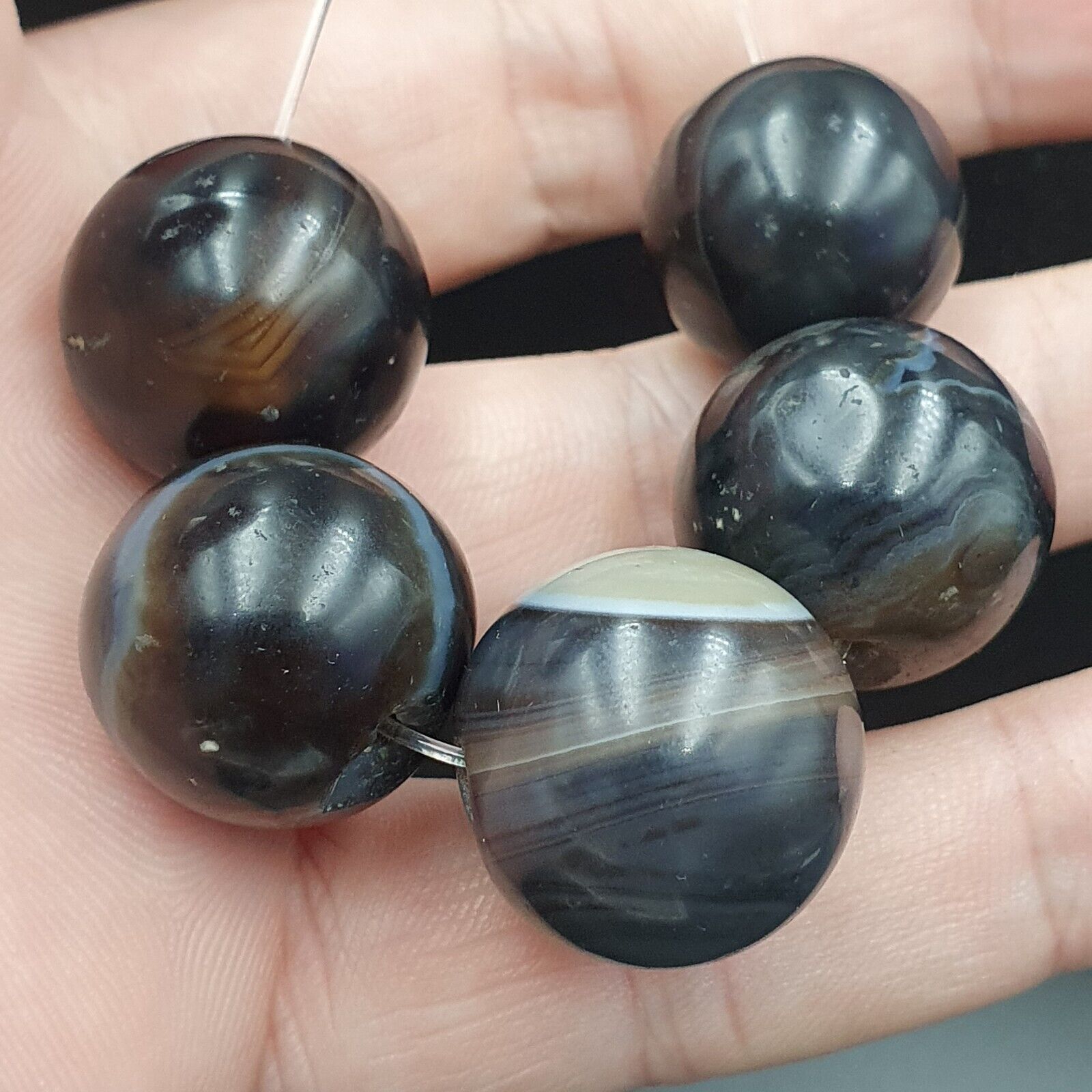Lot 5 Antique Ancient INDO Himalaya Agate stone Bead Suleimani Agate 18-20mm