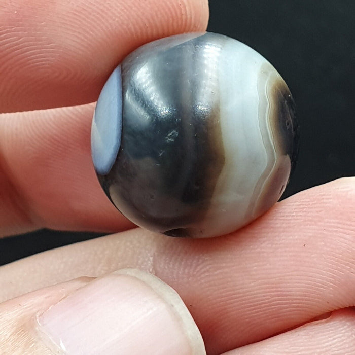 Antique Ancient Indo Himalaya Agate Stone Bead Suleimani From Bangladesh 19.5mm