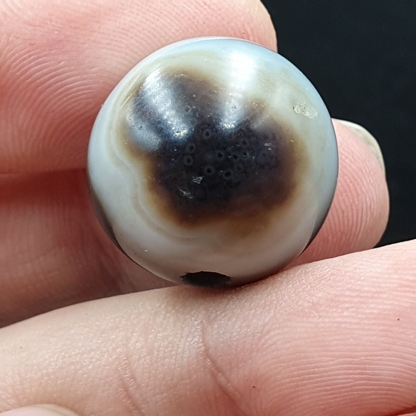 Antique Ancient INDO Himalaya Agate stone Bead Suleimani from Bangladesh 19.5mm