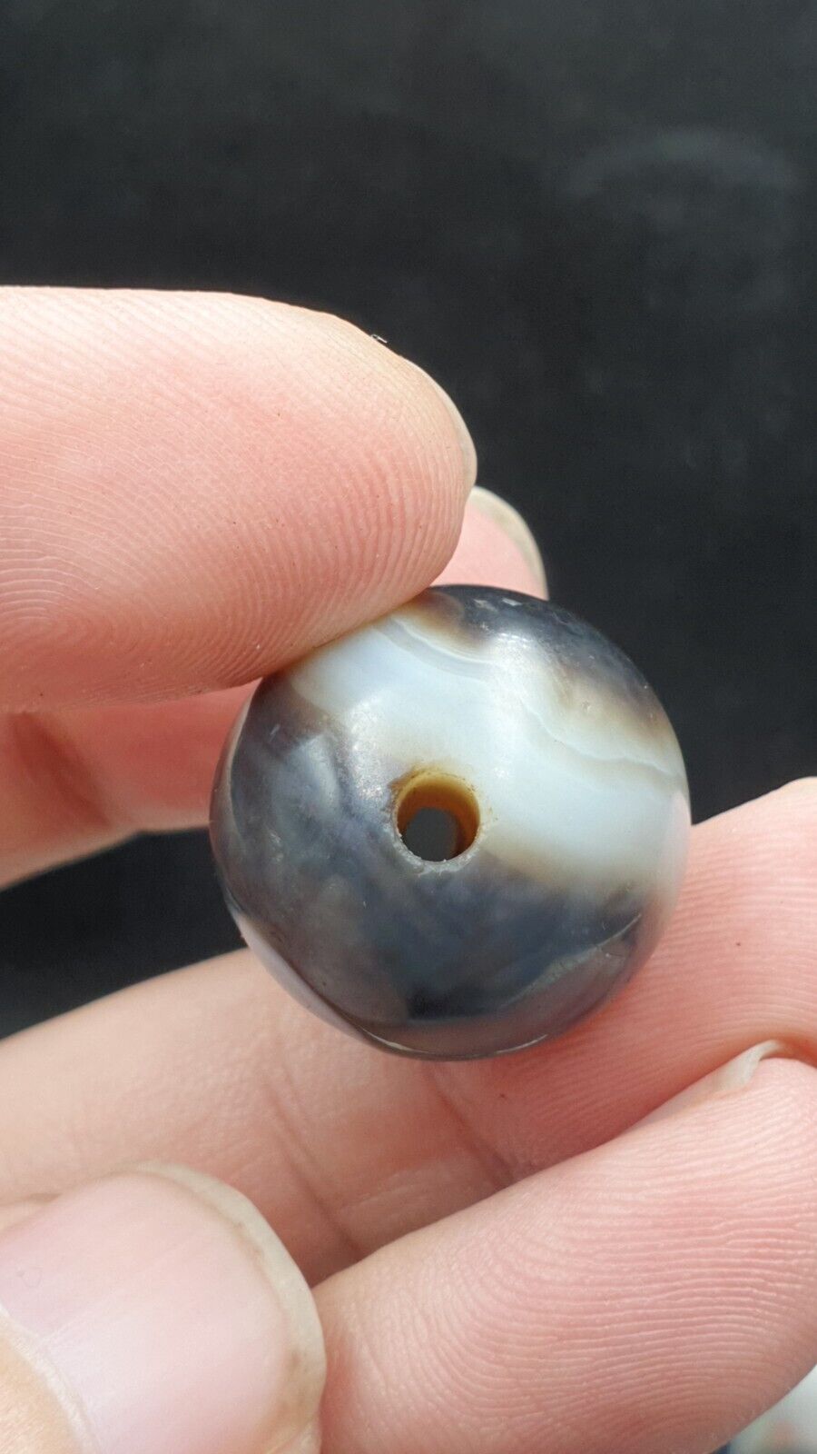 Antique Ancient INDO Himalaya Agate stone Bead Suleimani from Bangladesh 19.5mm