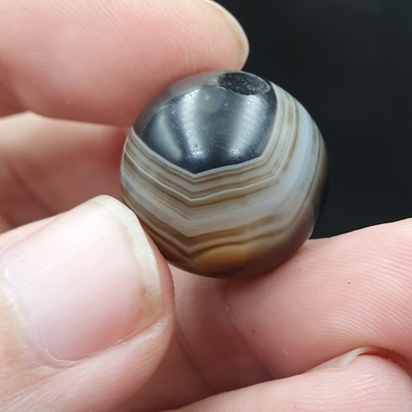 古董古代印度喜馬拉雅瑪瑙石珠蘇萊曼尼瑪瑙 19.5 毫米
