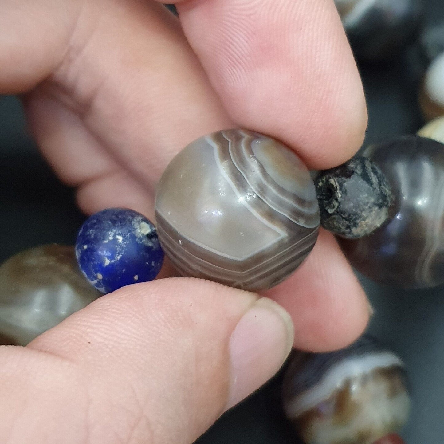 批量古董古代印度喜馬拉雅孟加拉瑪瑙蘇萊曼尼珠項鍊 17-20 毫米