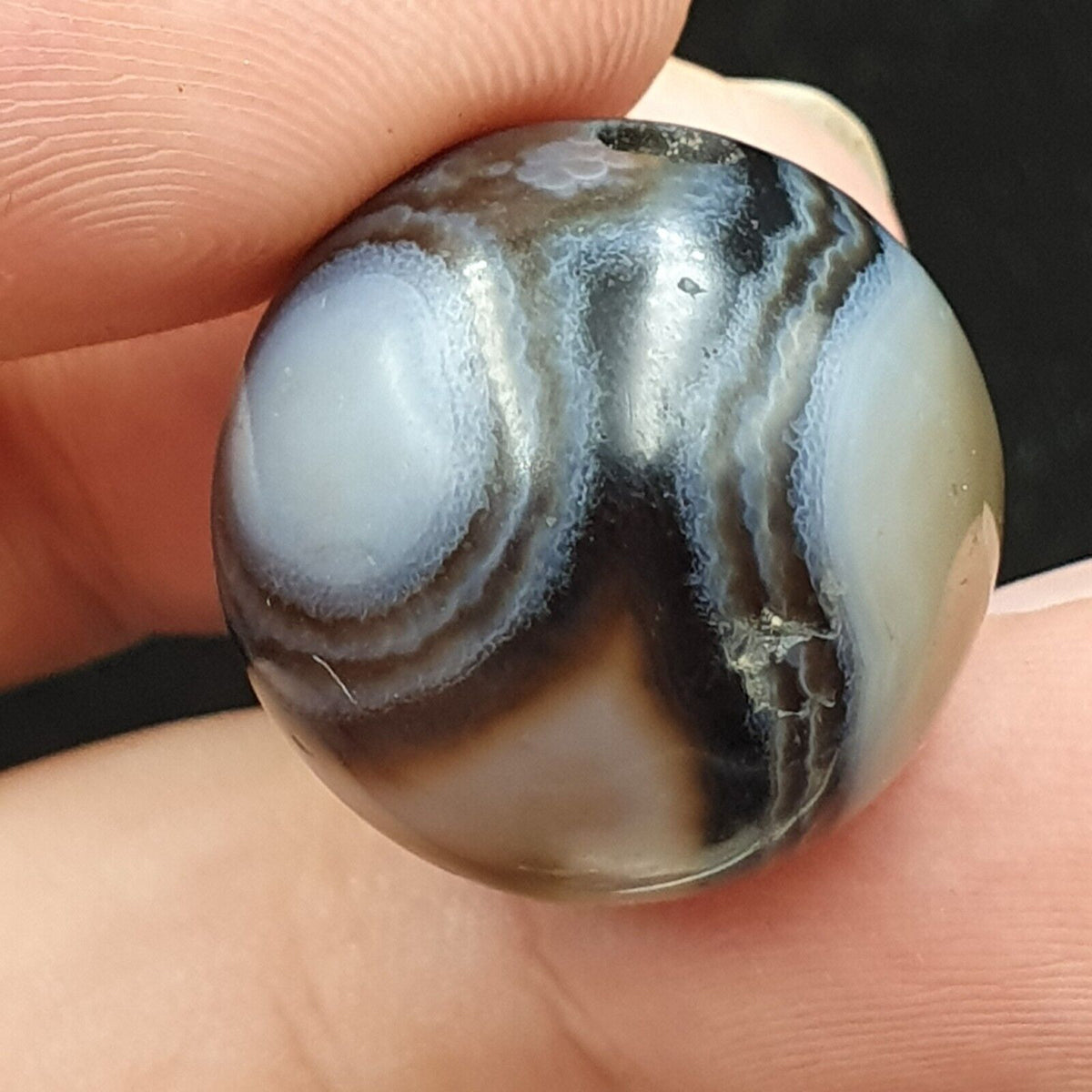Antique Ancient INDO Himalaya Agate stone Bead Suleimani from Bangladesh 19mm