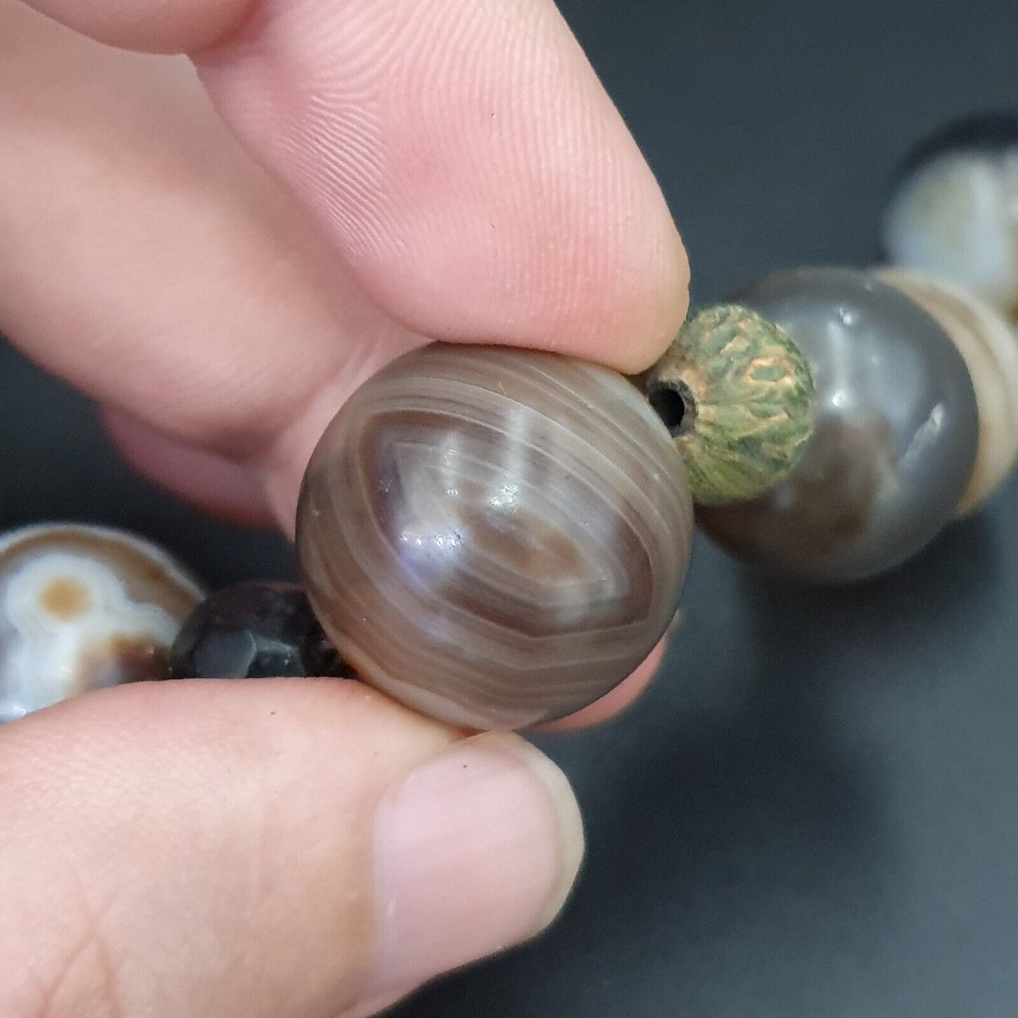 批量古董古代印度喜馬拉雅孟加拉瑪瑙蘇萊曼尼珠項鍊 17-20 毫米