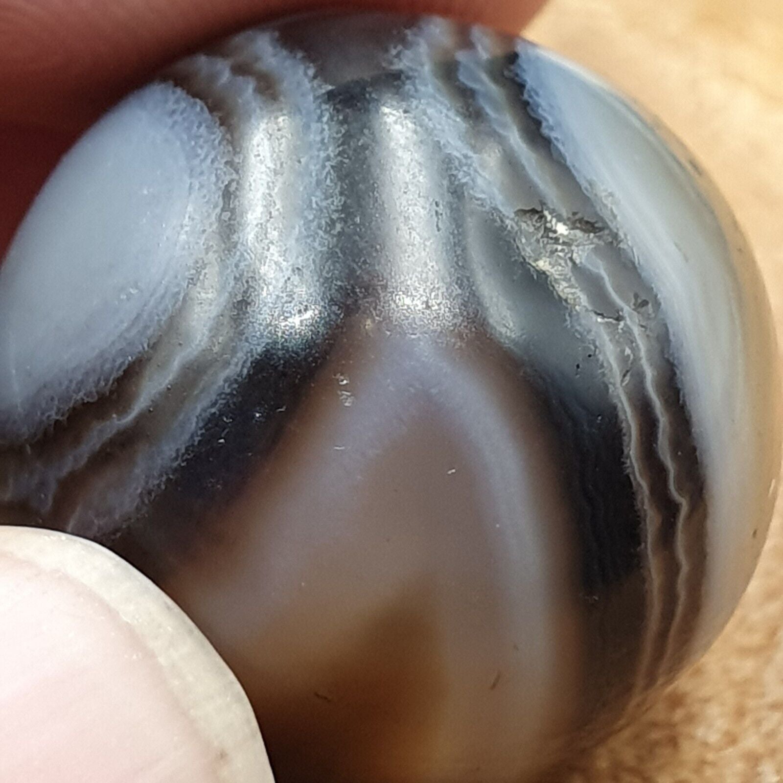 Antique Ancient INDO Himalaya Agate stone Bead Suleimani from Bangladesh 19mm