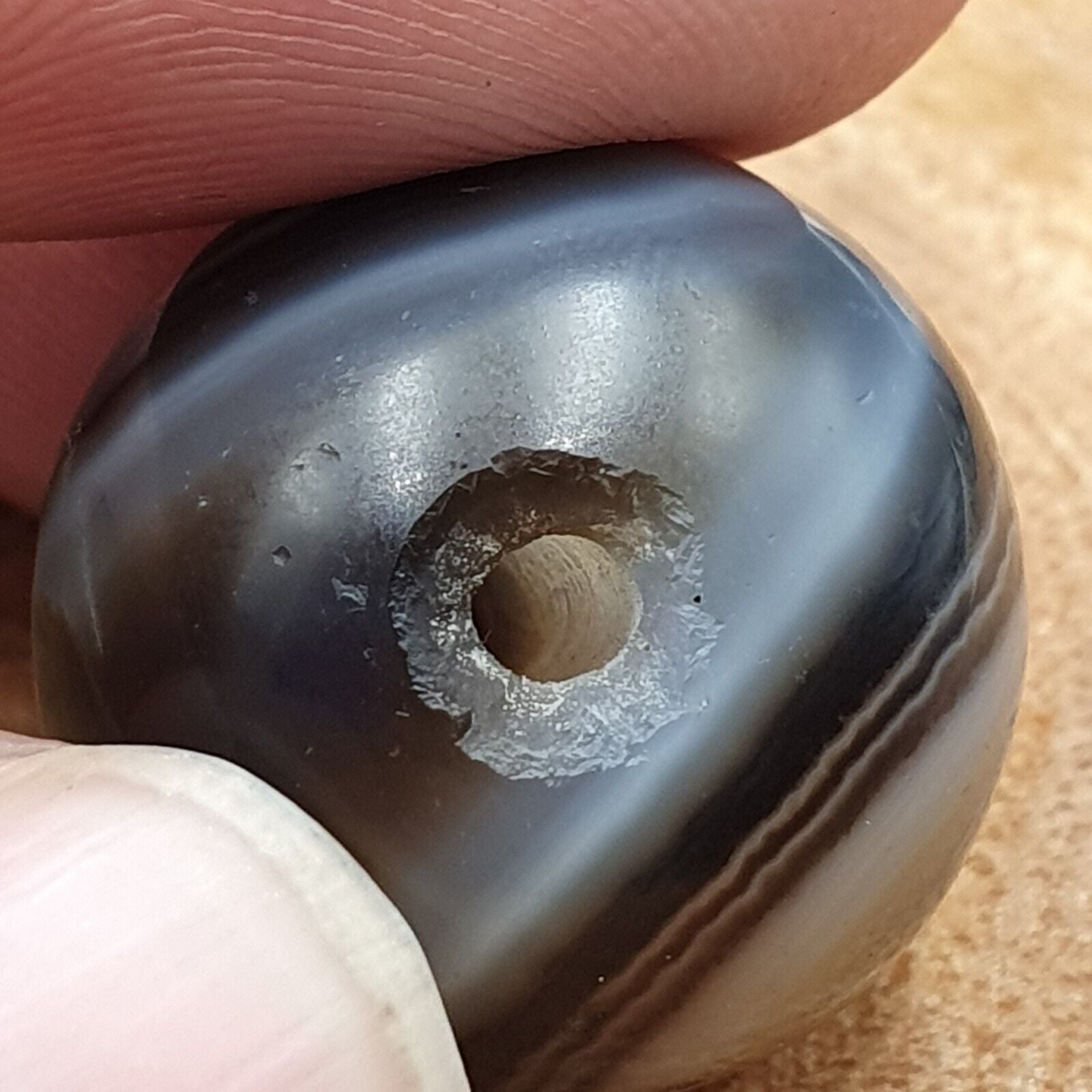 Antique Ancient INDO Himalaya Agate stone Bead Suleimani from Bangladesh 19mm
