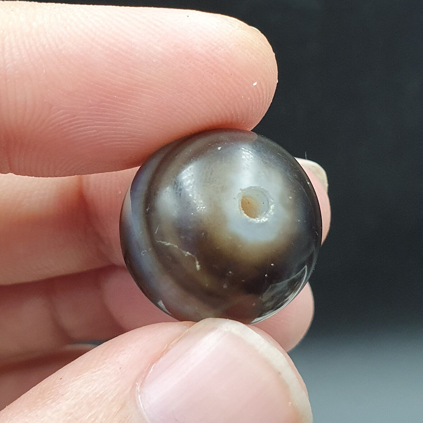 Antique Ancient INDO Himalaya Agate stone Bead Suleimani Agate 18.5mm