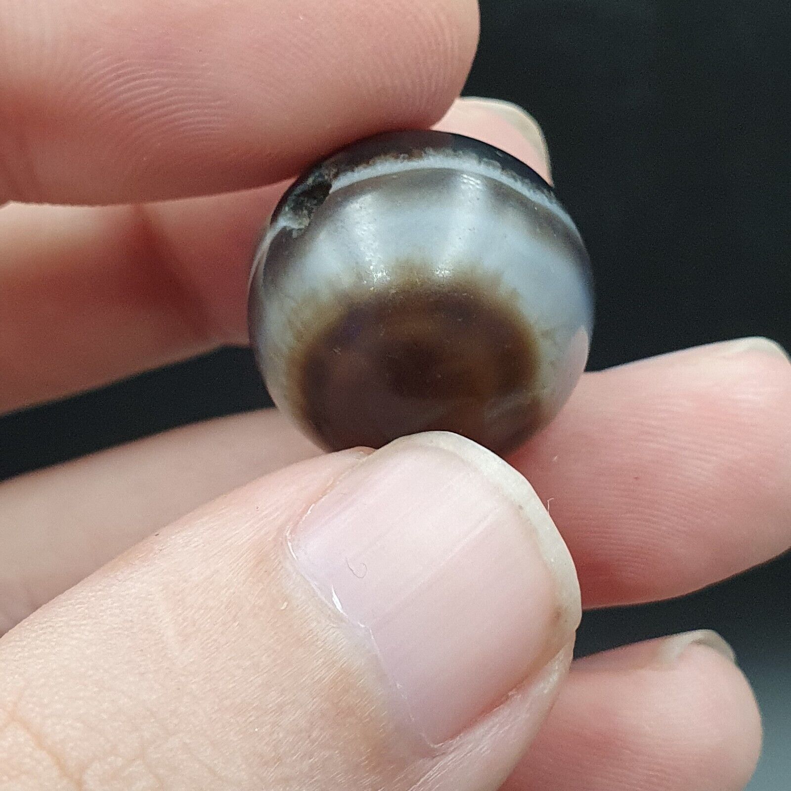 Antique Ancient INDO Himalaya Agate stone Bead Suleimani Agate 19.8mm