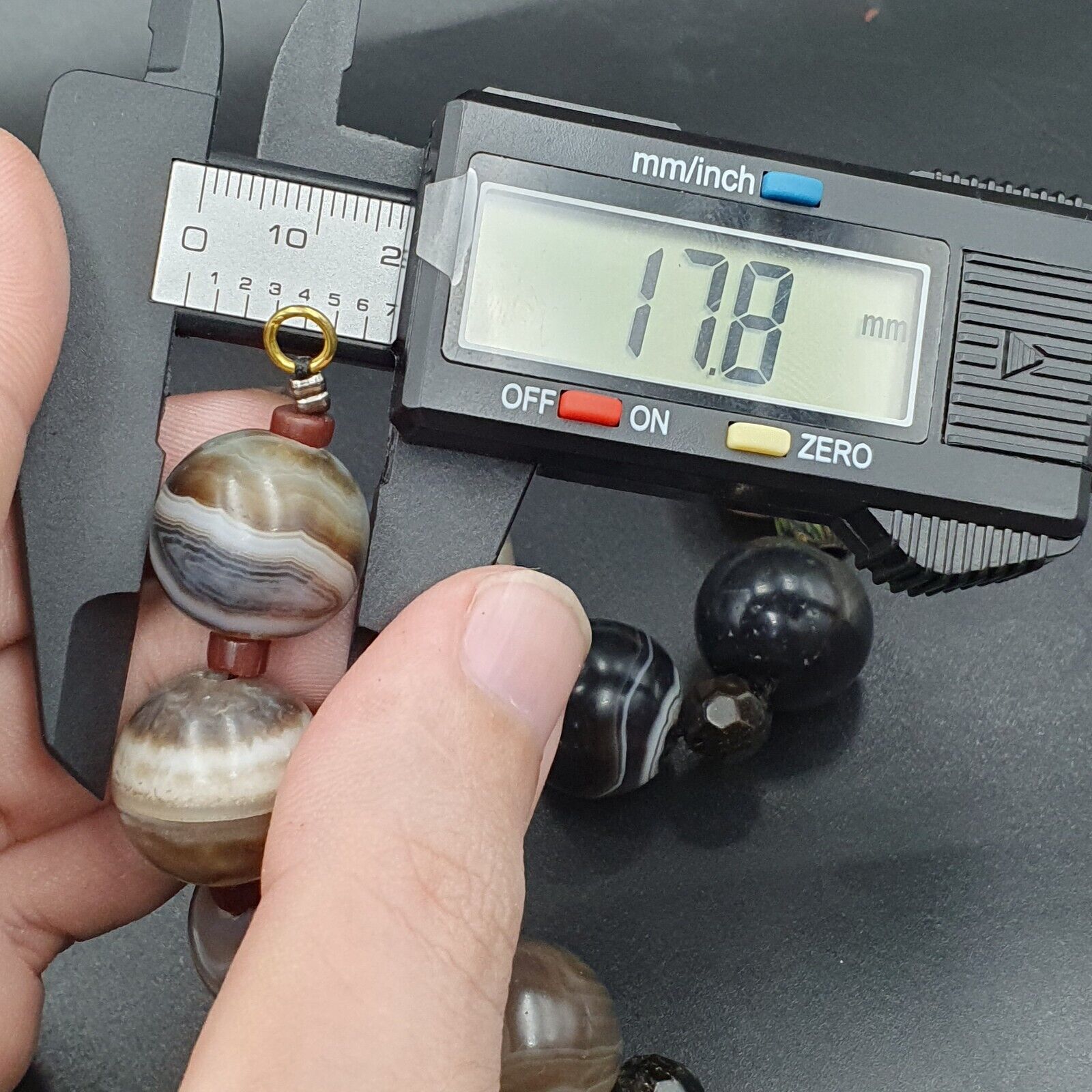 Lot Antique Ancient INDO Himalayan Bangla Agate Suleimani Beads Necklace 17-20mm