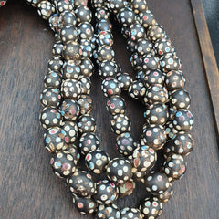 Black Skunk Venetian Trade Beads Dotted  Beads EAST OASIS Collection long strand