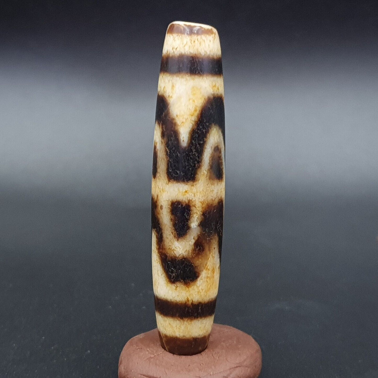 Altes Himalaya-tibetisches Zickzack-Muster, Venenaugen, natürliches Achat-Amulett, Dzi-Perlen