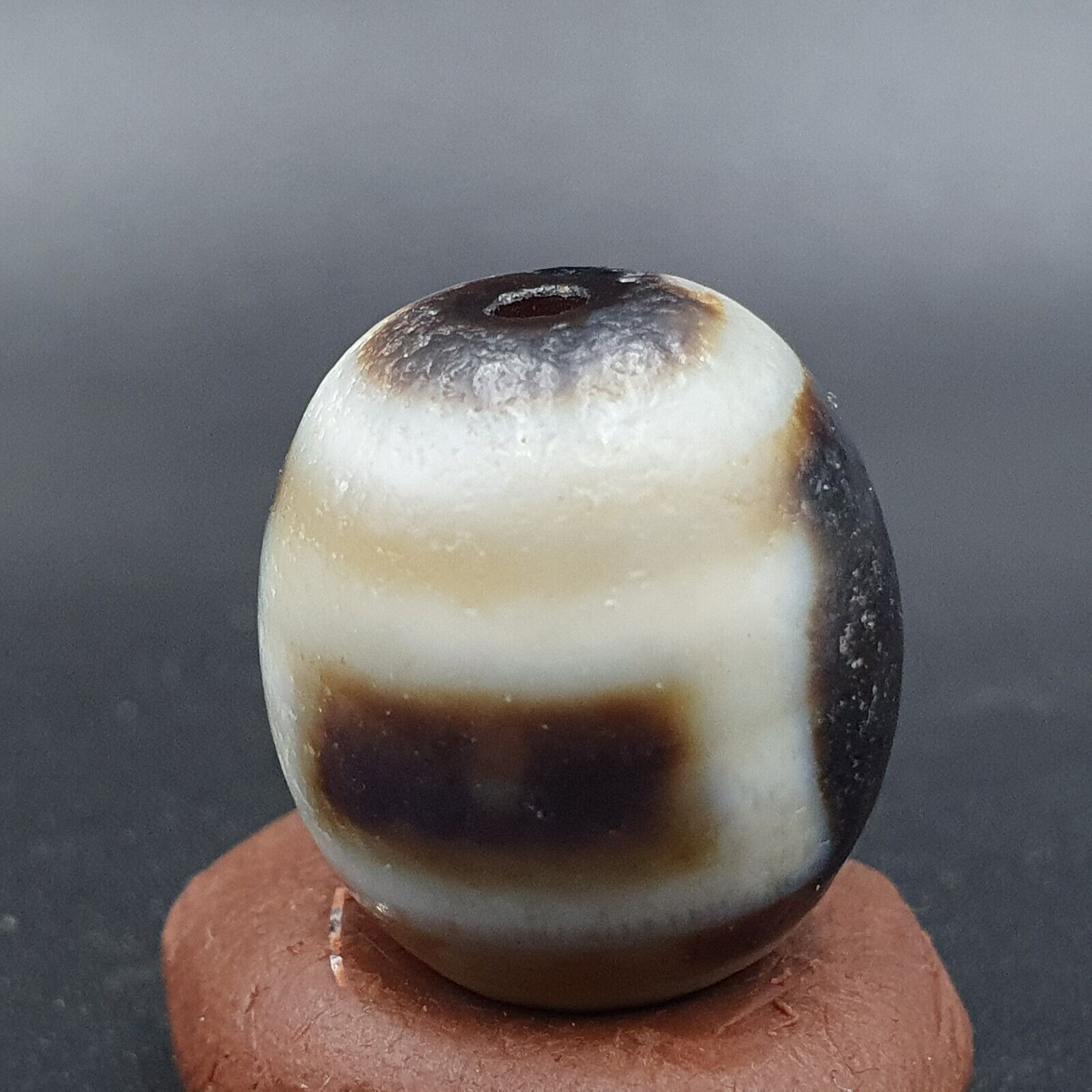 Old Antique Himalayan Tibetan Dragon 2 Eyes Dzi Amulet Bead