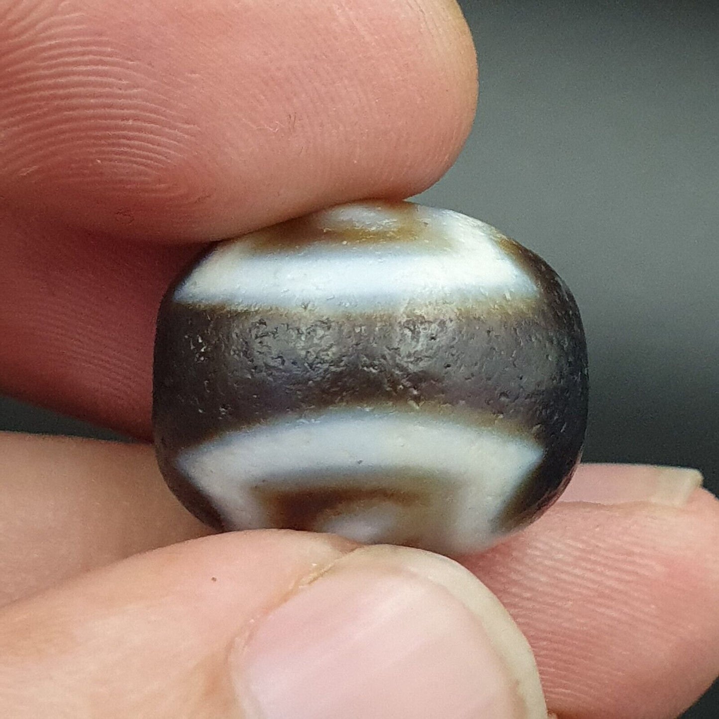 非常罕見的圖案舊古董喜馬拉雅西藏龍蝙蝠眼睛天珠護身符珠
