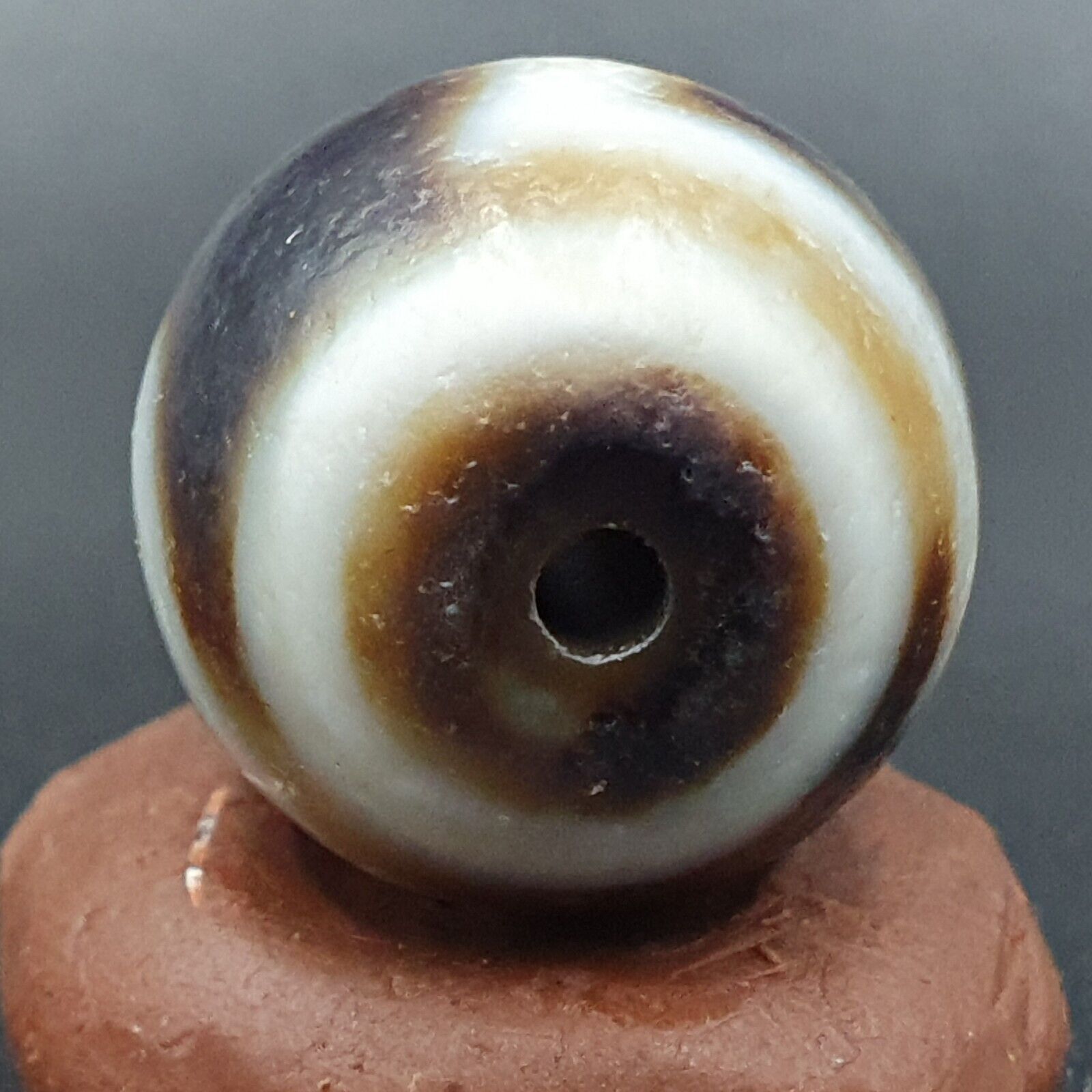 Old Antique Himalayan Tibetan Dragon 2 Eyes Dzi Amulet Bead