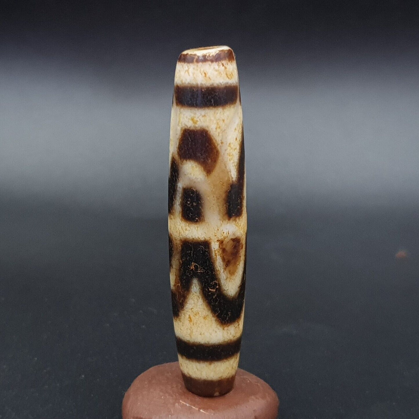 Altes Himalaya-tibetisches Zickzack-Muster, Venenaugen, natürliches Achat-Amulett, Dzi-Perlen