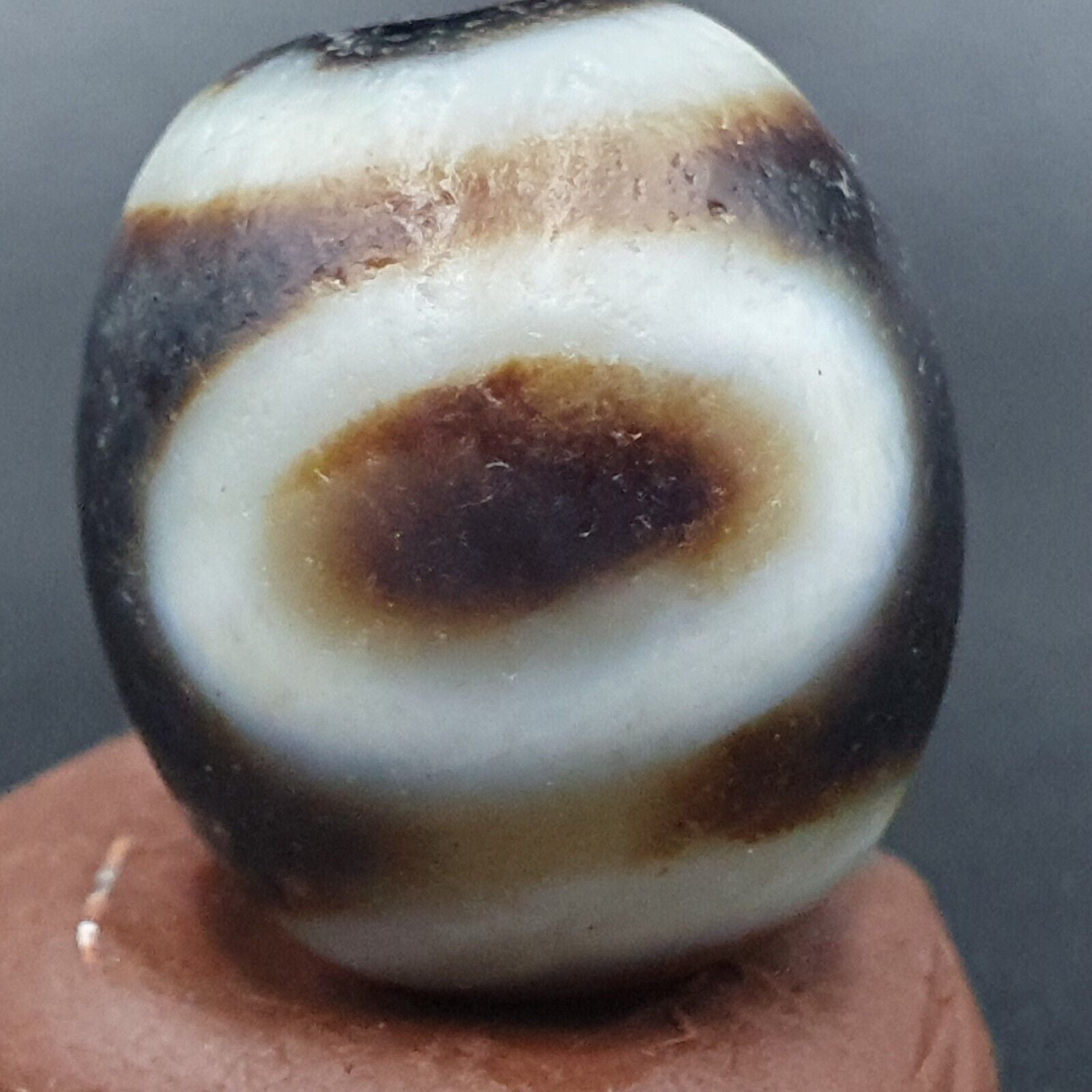 Old Antique Himalayan Tibetan Dragon 2 Eyes Dzi Amulet Bead